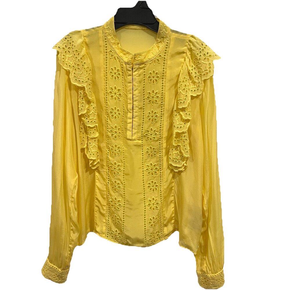 Scotch And Soda Womens Textured Long Sleeve Lace Top Size S Coquette Preppy